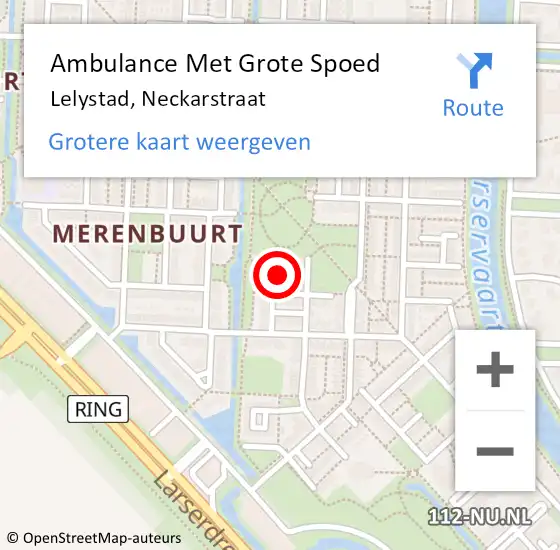 Locatie op kaart van de 112 melding: Ambulance Met Grote Spoed Naar Lelystad, Neckarstraat op 9 januari 2016 12:01