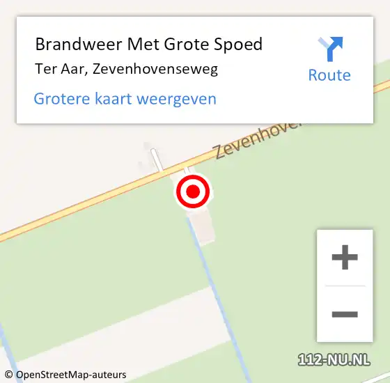 Locatie op kaart van de 112 melding: Brandweer Met Grote Spoed Naar Ter Aar, Zevenhovenseweg op 9 januari 2016 12:05