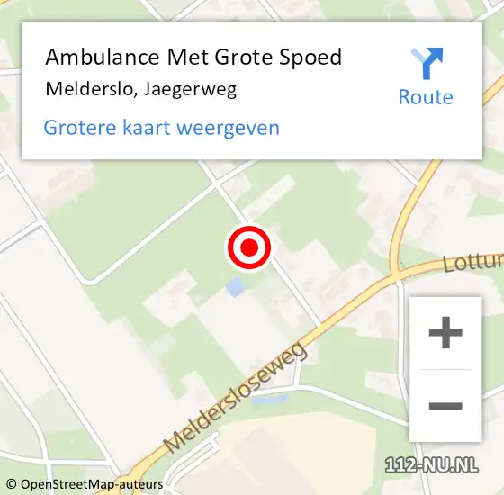 Locatie op kaart van de 112 melding: Ambulance Met Grote Spoed Naar Melderslo, Jaegerweg op 9 januari 2016 12:06