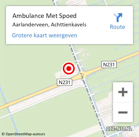 Locatie op kaart van de 112 melding: Ambulance Met Spoed Naar Aarlanderveen, Achttienkavels op 9 januari 2016 12:16