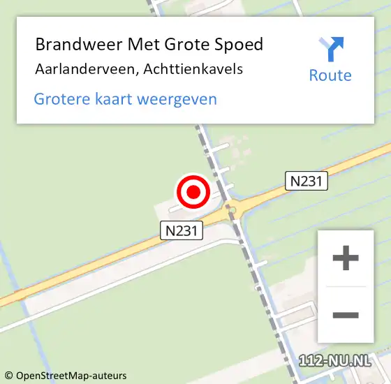 Locatie op kaart van de 112 melding: Brandweer Met Grote Spoed Naar Aarlanderveen, Achttienkavels op 9 januari 2016 12:26