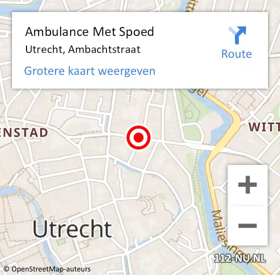 Locatie op kaart van de 112 melding: Ambulance Met Spoed Naar Utrecht, Ambachtstraat op 9 januari 2016 13:07