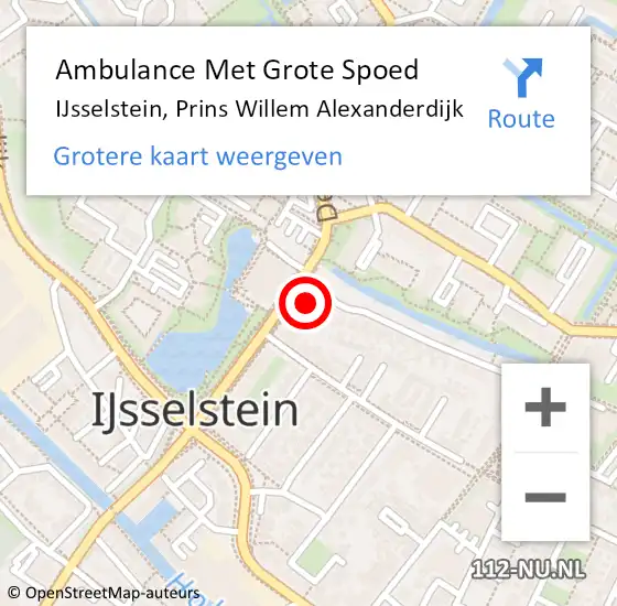 Locatie op kaart van de 112 melding: Ambulance Met Grote Spoed Naar IJsselstein, Prins Willem Alexanderdijk op 9 januari 2016 13:30