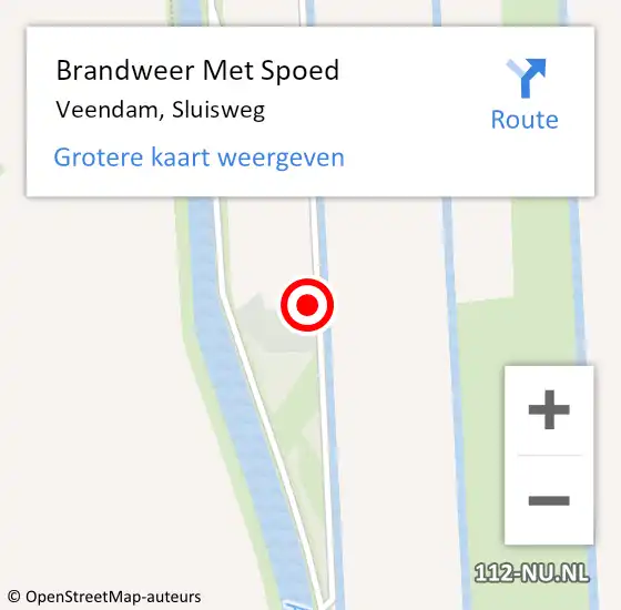 Locatie op kaart van de 112 melding: Brandweer Met Spoed Naar Veendam, Sluisweg op 9 januari 2016 13:51