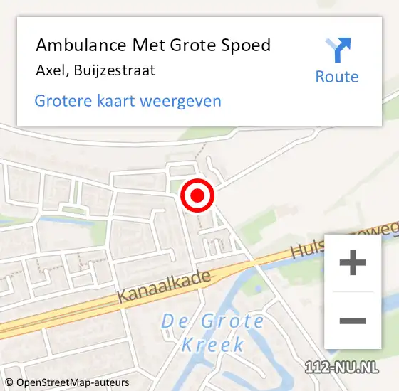 Locatie op kaart van de 112 melding: Ambulance Met Grote Spoed Naar Axel, Buijzestraat op 9 januari 2016 13:59