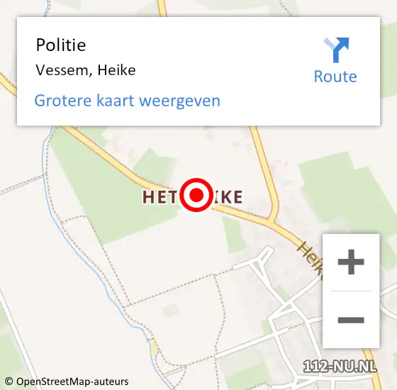 Locatie op kaart van de 112 melding: Politie Vessem, Heike op 9 januari 2016 14:01