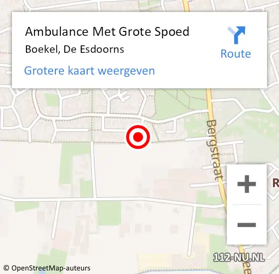 Locatie op kaart van de 112 melding: Ambulance Met Grote Spoed Naar Boekel, De Esdoorns op 9 januari 2016 14:12