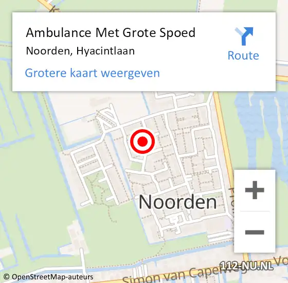 Locatie op kaart van de 112 melding: Ambulance Met Grote Spoed Naar Noorden, Hyacintlaan op 9 januari 2016 14:16