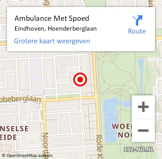 Locatie op kaart van de 112 melding: Ambulance Met Spoed Naar Eindhoven, Hoenderberglaan op 9 januari 2016 15:11