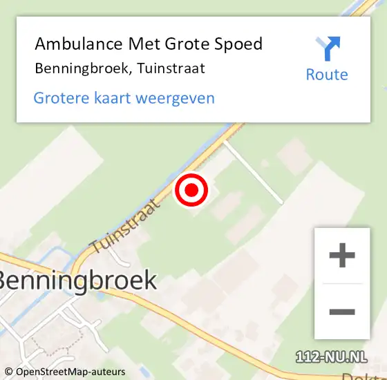 Locatie op kaart van de 112 melding: Ambulance Met Grote Spoed Naar Benningbroek, Tuinstraat op 9 januari 2016 15:11