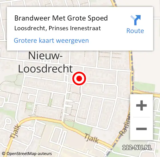 Locatie op kaart van de 112 melding: Brandweer Met Grote Spoed Naar Loosdrecht, Prinses Irenestraat op 9 januari 2016 16:39