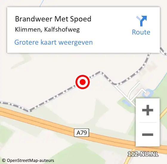 Locatie op kaart van de 112 melding: Brandweer Met Spoed Naar Klimmen, Kalfshofweg op 9 januari 2016 16:43