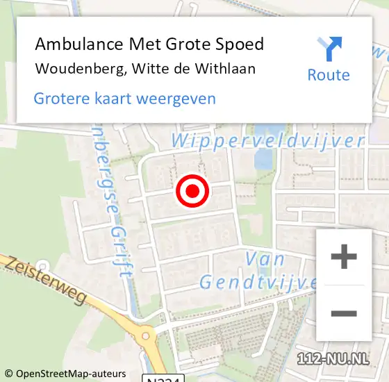 Locatie op kaart van de 112 melding: Ambulance Met Grote Spoed Naar Woudenberg, Witte de Withlaan op 9 januari 2016 17:23