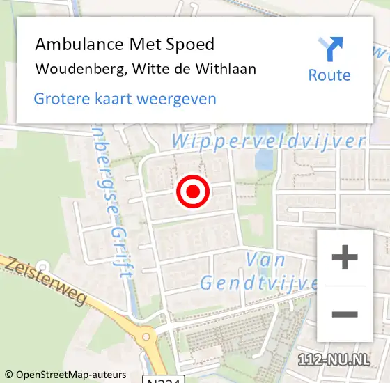 Locatie op kaart van de 112 melding: Ambulance Met Spoed Naar Woudenberg, Witte de Withlaan op 9 januari 2016 17:37