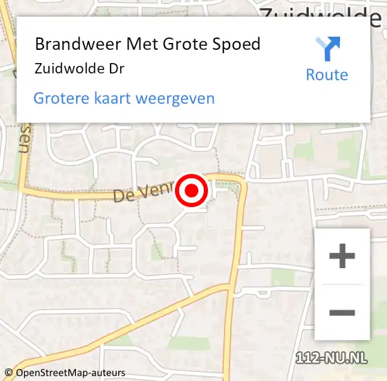 Locatie op kaart van de 112 melding: Brandweer Met Grote Spoed Naar Zuidwolde Dr op 9 januari 2016 18:09