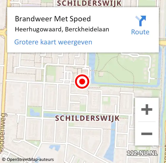 Locatie op kaart van de 112 melding: Brandweer Met Spoed Naar Heerhugowaard, Berckheidelaan op 9 januari 2016 18:40
