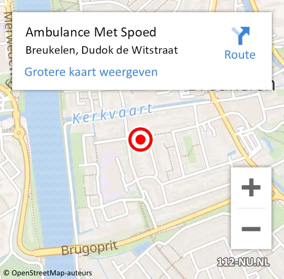 Locatie op kaart van de 112 melding: Ambulance Met Spoed Naar Breukelen, Dudok de Witstraat op 9 januari 2016 19:44