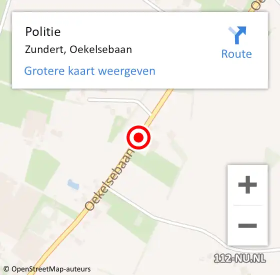 Locatie op kaart van de 112 melding: Politie Zundert, Oekelsebaan op 9 januari 2016 19:54