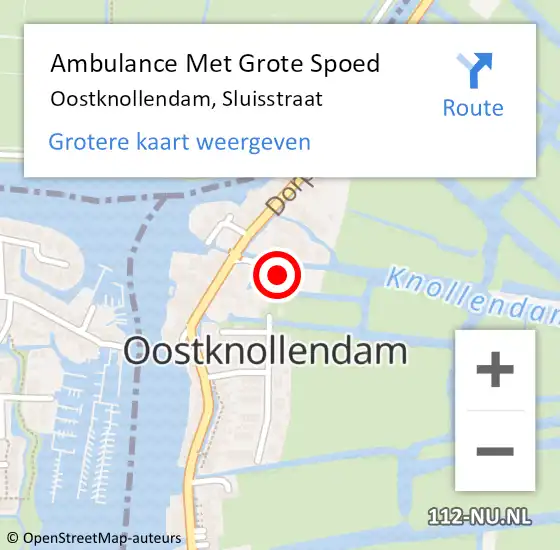 Locatie op kaart van de 112 melding: Ambulance Met Grote Spoed Naar Oostknollendam, Sluisstraat op 9 januari 2016 20:31