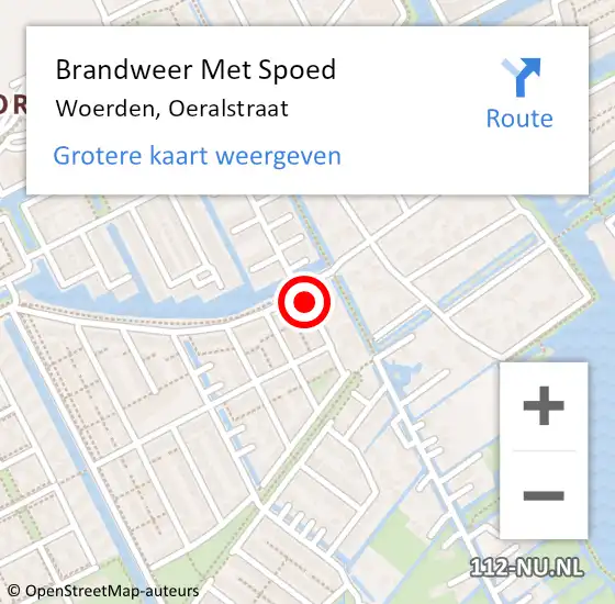 Locatie op kaart van de 112 melding: Brandweer Met Spoed Naar Woerden, Oeralstraat op 9 januari 2016 20:33