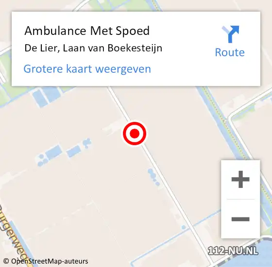 Locatie op kaart van de 112 melding: Ambulance Met Spoed Naar De Lier, Laan van Boekesteijn op 9 januari 2016 20:35