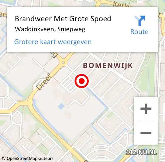 Locatie op kaart van de 112 melding: Brandweer Met Grote Spoed Naar Waddinxveen, Sniepweg op 9 januari 2016 21:50