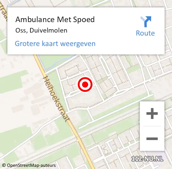Locatie op kaart van de 112 melding: Ambulance Met Spoed Naar Oss, Duivelmolen op 9 januari 2016 21:52