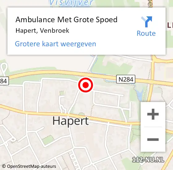 Locatie op kaart van de 112 melding: Ambulance Met Grote Spoed Naar Hapert, Venbroek op 9 januari 2016 22:11