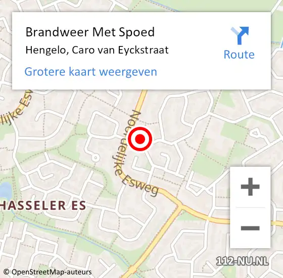 Locatie op kaart van de 112 melding: Brandweer Met Spoed Naar Hengelo, Caro van Eyckstraat op 9 januari 2016 22:25