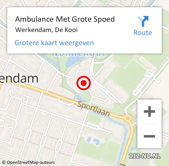 Locatie op kaart van de 112 melding: Ambulance Met Grote Spoed Naar Werkendam, De Kooi op 9 januari 2016 23:23