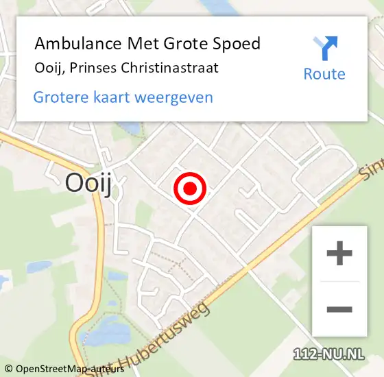 Locatie op kaart van de 112 melding: Ambulance Met Grote Spoed Naar Ooij, Prinses Christinastraat op 10 januari 2016 00:33