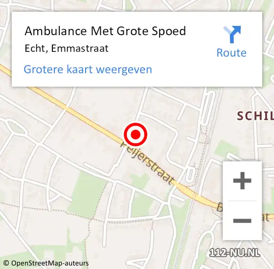 Locatie op kaart van de 112 melding: Ambulance Met Grote Spoed Naar Echt, Emmastraat op 10 januari 2016 00:55