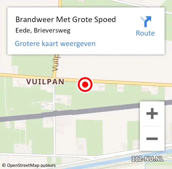 Locatie op kaart van de 112 melding: Brandweer Met Grote Spoed Naar Eede, Brieversweg op 2 december 2013 18:51