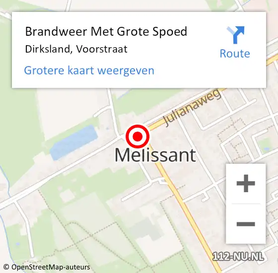 Locatie op kaart van de 112 melding: Brandweer Met Grote Spoed Naar Dirksland, Voorstraat op 2 december 2013 18:56