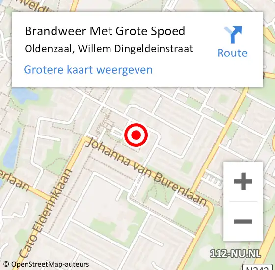 Locatie op kaart van de 112 melding: Brandweer Met Grote Spoed Naar Oldenzaal, Willem Dingeldeinstraat op 10 januari 2016 07:29