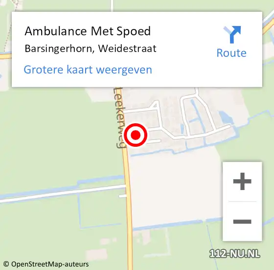 Locatie op kaart van de 112 melding: Ambulance Met Spoed Naar Barsingerhorn, Weidestraat op 10 januari 2016 08:07