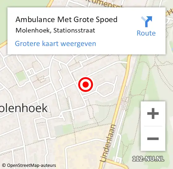 Locatie op kaart van de 112 melding: Ambulance Met Grote Spoed Naar Molenhoek, Stationsstraat op 10 januari 2016 08:51