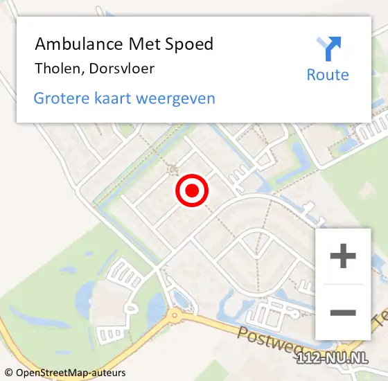 Locatie op kaart van de 112 melding: Ambulance Met Spoed Naar Tholen, Dorsvloer op 10 januari 2016 08:56