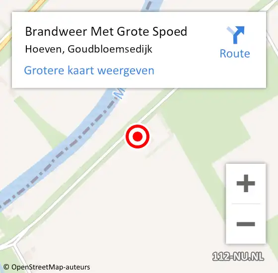 Locatie op kaart van de 112 melding: Brandweer Met Grote Spoed Naar Hoeven, Goudbloemsedijk op 2 december 2013 19:04