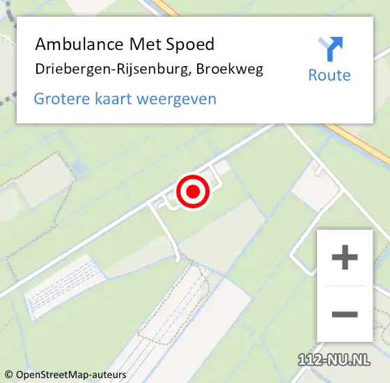 Locatie op kaart van de 112 melding: Ambulance Met Spoed Naar Driebergen-Rijsenburg, Broekweg op 10 januari 2016 10:05