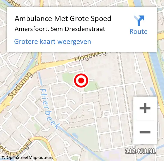 Locatie op kaart van de 112 melding: Ambulance Met Grote Spoed Naar Amersfoort, Sem Dresdenstraat op 10 januari 2016 10:12