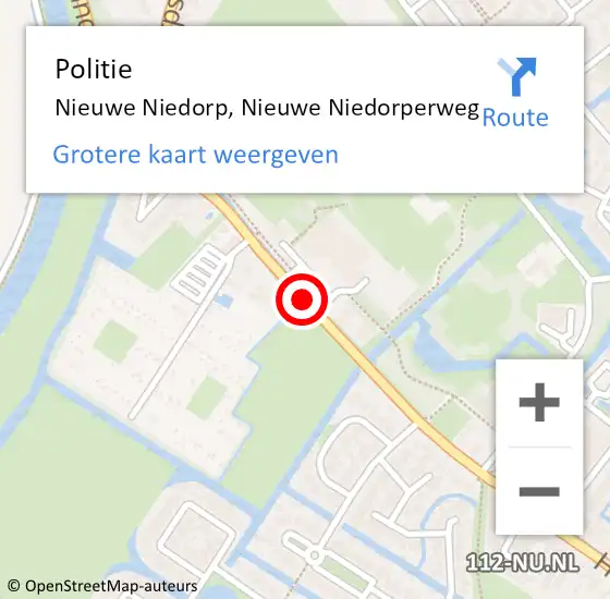 Locatie op kaart van de 112 melding: Politie Nieuwe Niedorp, Nieuwe Niedorperweg op 10 januari 2016 10:46