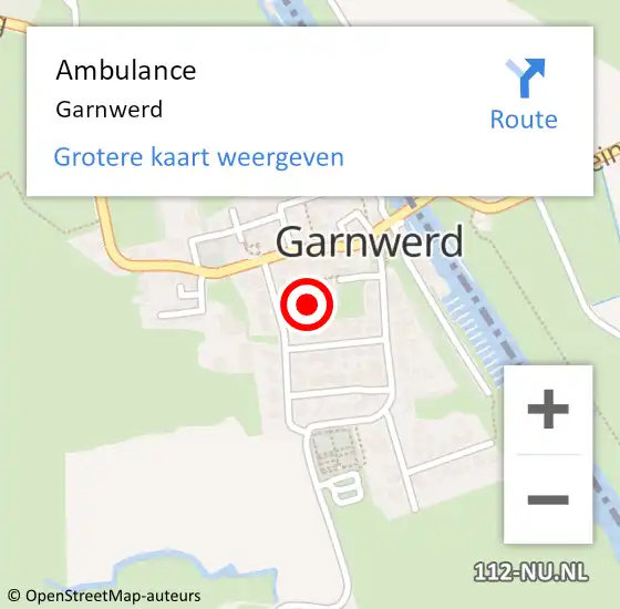 Locatie op kaart van de 112 melding: Ambulance Garnwerd op 10 januari 2016 11:20