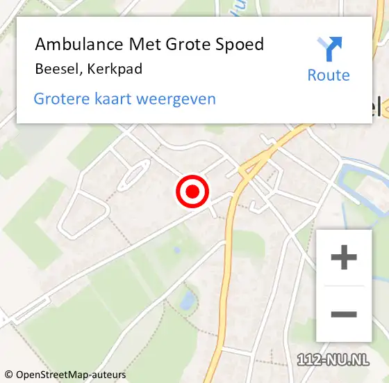 Locatie op kaart van de 112 melding: Ambulance Met Grote Spoed Naar Beesel, Kerkpad op 10 januari 2016 12:08