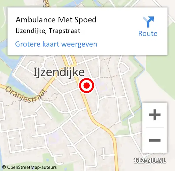 Locatie op kaart van de 112 melding: Ambulance Met Spoed Naar IJzendijke, Trapstraat op 10 januari 2016 12:20