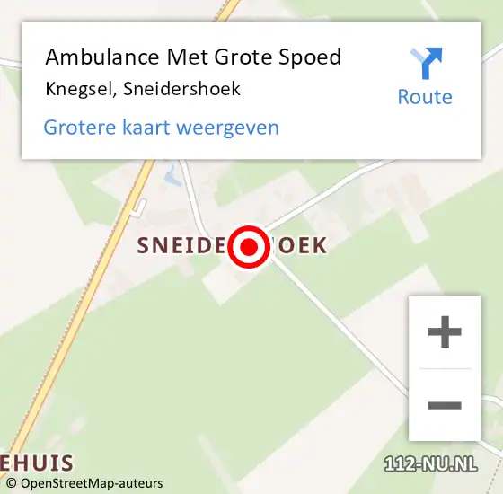 Locatie op kaart van de 112 melding: Ambulance Met Grote Spoed Naar Knegsel, Sneidershoek op 10 januari 2016 12:26