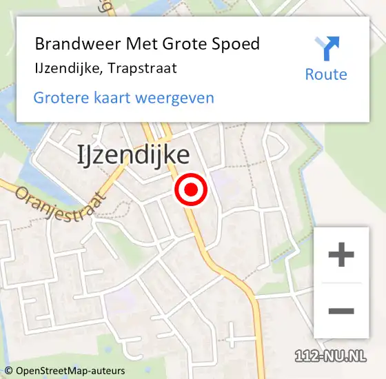 Locatie op kaart van de 112 melding: Brandweer Met Grote Spoed Naar IJzendijke, Trapstraat op 10 januari 2016 12:50