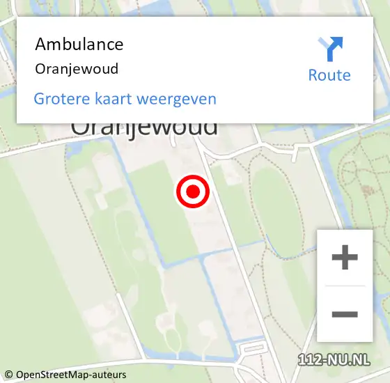 Locatie op kaart van de 112 melding: Ambulance Oranjewoud op 10 januari 2016 14:14