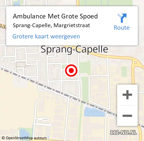 Locatie op kaart van de 112 melding: Ambulance Met Grote Spoed Naar Sprang-Capelle, Margrietstraat op 10 januari 2016 14:17