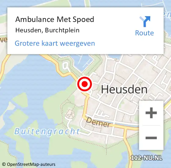 Locatie op kaart van de 112 melding: Ambulance Met Spoed Naar Heusden, Burchtplein op 10 januari 2016 14:27